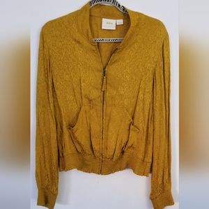 Maeve by Anthropologie Yellow Zippered Bomber Jacket